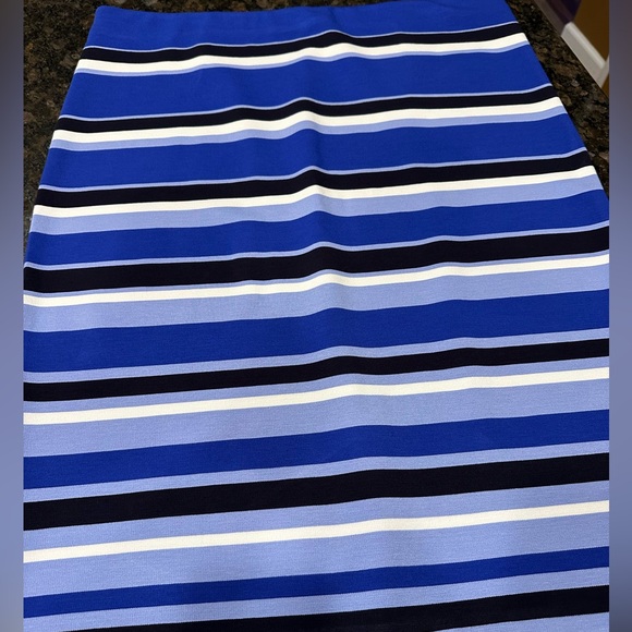 Ann Taylor NWOT Blue & Cream Stripes Knit Skirt - Picture 7 of 12